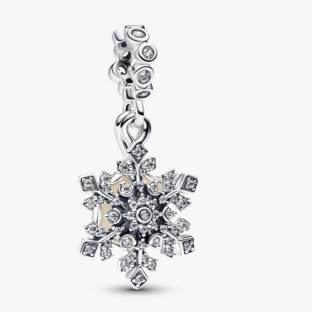 Pandora Opalescent Snowflake Double Dangle Charm - Picture 8 of 8